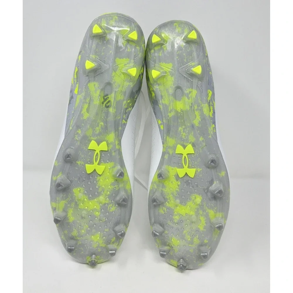 Under Armour Lacrosse Cleats Mens Sz 15 UA Highlight 2 MC White Neon Green Shoes